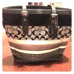 Coach Handbag Black, Silver and Gray